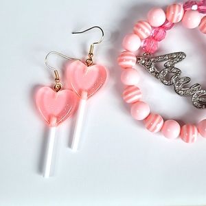 ⭐️ Barbie pink lollipop candy earrings
